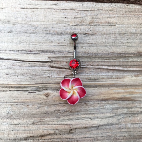 2pcs Plumeria Belly Button Ring belly button piercing navel ring body piercing 2pcs Plumeria Belly Button Ring belly button piercing navel ring body piercing